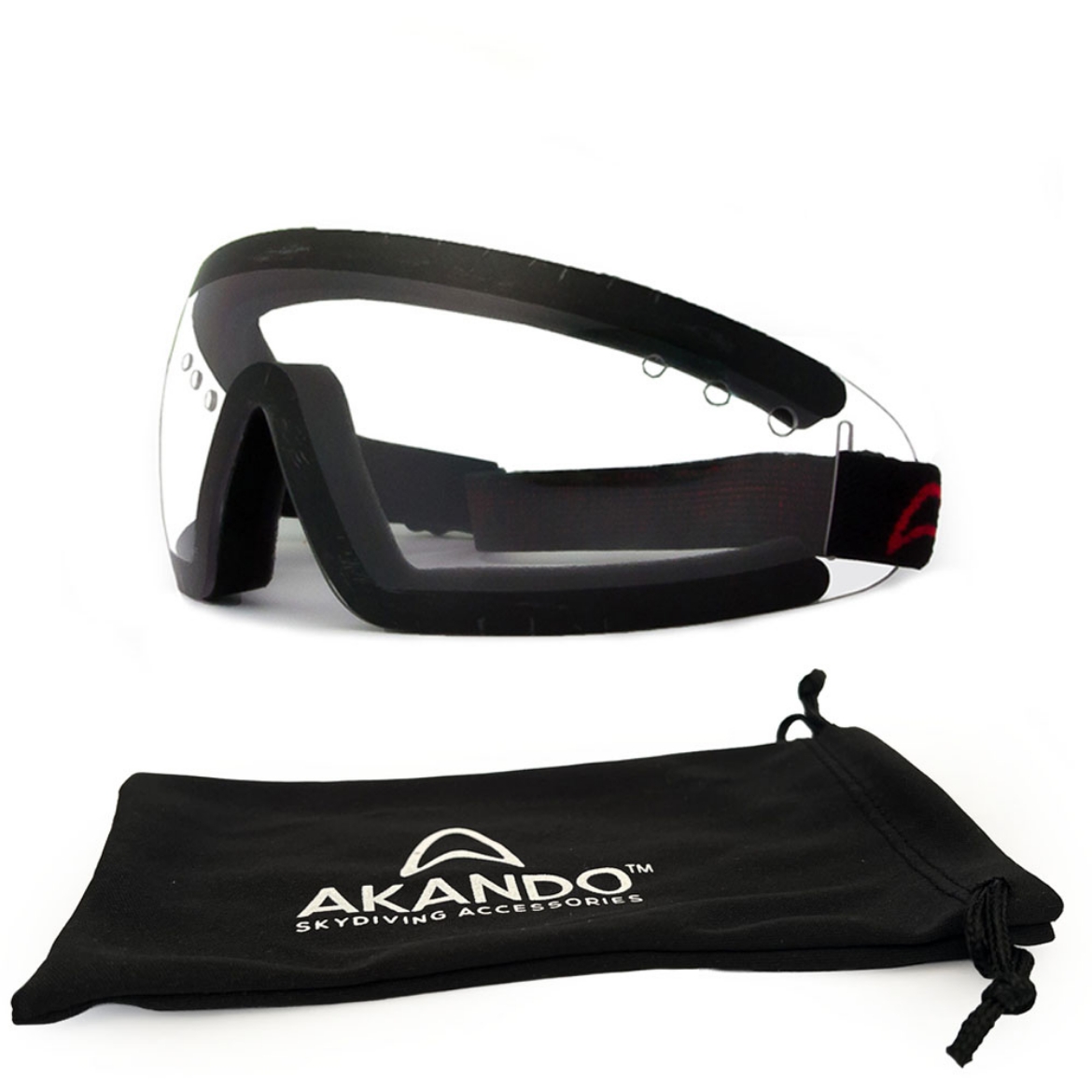 Akando skydiving goggles with dual foam fit and UV 400 protection